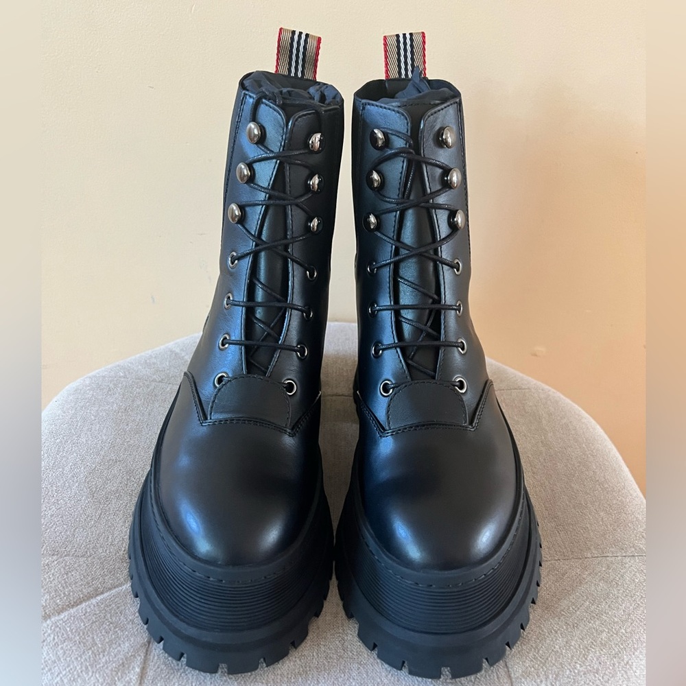 Burberry Icon Stripe Lace-up Leather Boots - Picture 9 of 15